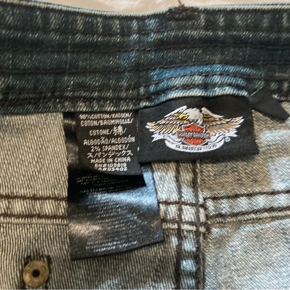 Harley Davidson capris pants jeans with metal embellishments and embroidered - Picture 9 of 11